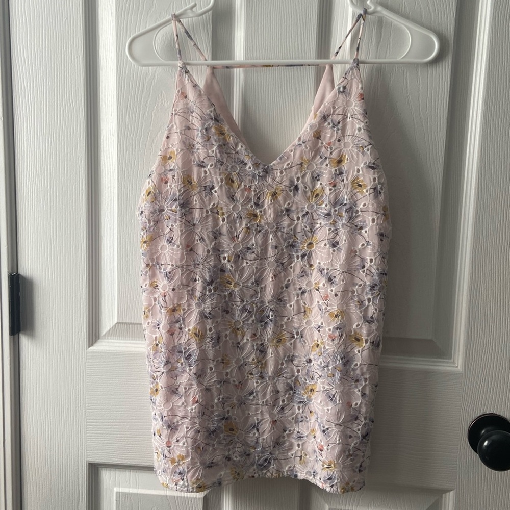 Loft embroidered bar back cami